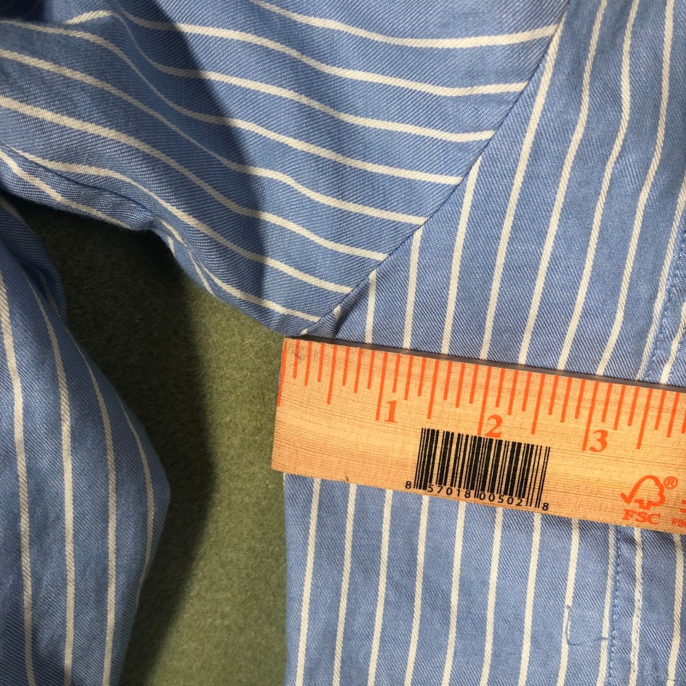 LOFT Striped Button Down Shirt Womens Small Blue White Long Sleeve 600727 - Picture 12 of 16